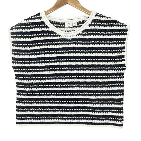 JOIE Women’s Blue and White Striped Sleeveless Popover...